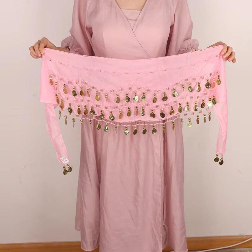 Adjustable Bellydance Waist Chain Gold Color Coins Dancing Waist Belt  Stage Performance