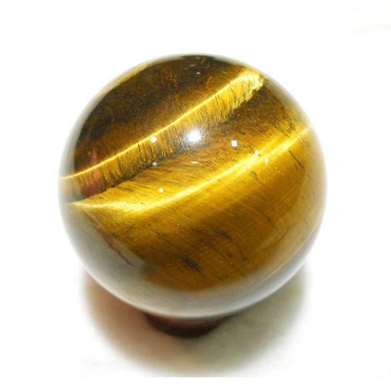 Premium Natural Tiger Eye Quartz Crystal Sphere 2040mm In Dark Yellow Color