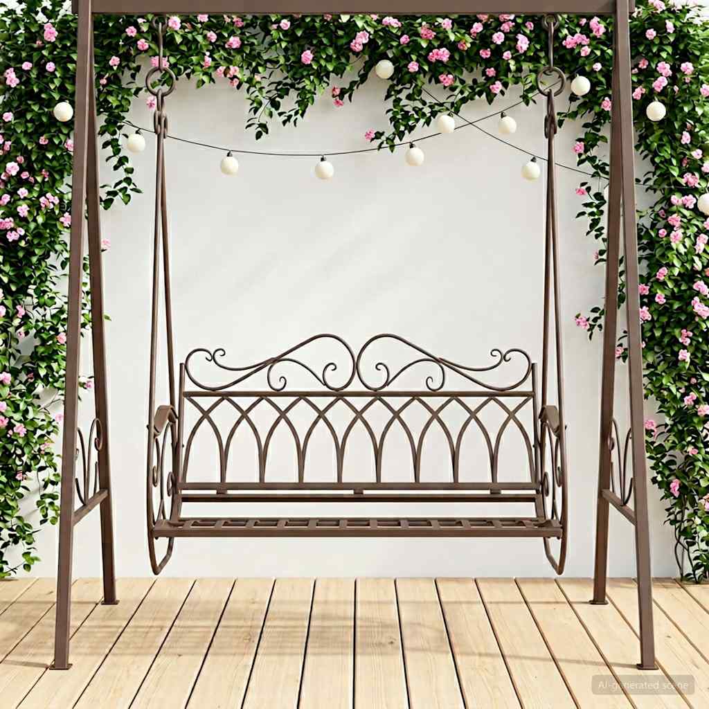 Steel Swing Bench 112 x 60 x 126.5 cm Antique Brown