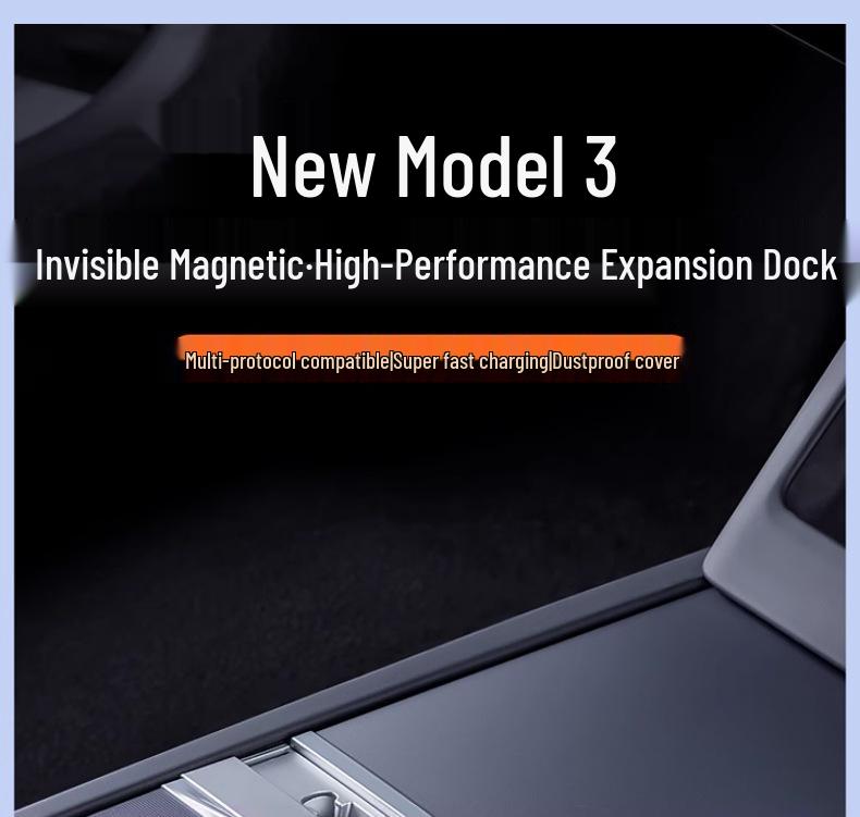 Tesla Refresh Model 3/Y Center Console PD Fast Charging Retractable Dock Accessory.