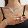 Zircon Necklace Earring Set Elegant Rhinestone Necklace Bridal Jewelry Set  Dress Accessories