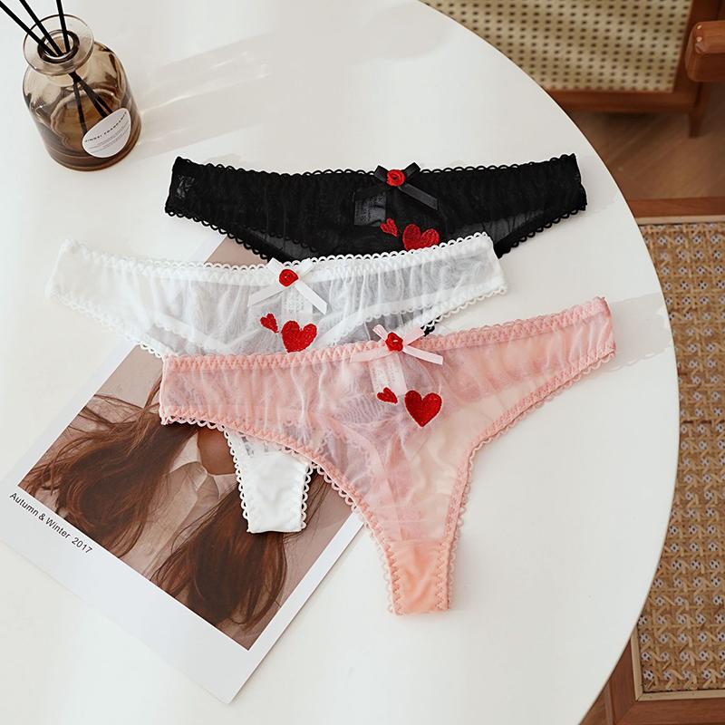 Mesh Transparent Thong Women Embroidery Lace Sexy Underwear Seamless G-String Female Panties Intimates Lingerie