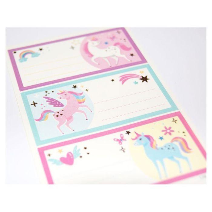 24 School Adhesive Labels - Rectangle - Magical Unicorns