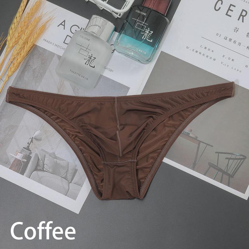 Men Erotic Underwear Pouch Seamless Panties Ice Silk Briefs Low Waist Underwear Ultra-thin Sexy