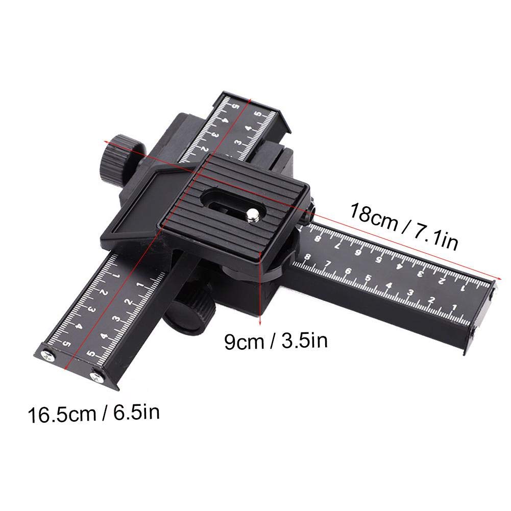 Elerose Macro Focus Rail, 4-Way Macro Focus Rail Slider with 1/4" Mounting Screw for Close-Up Photography