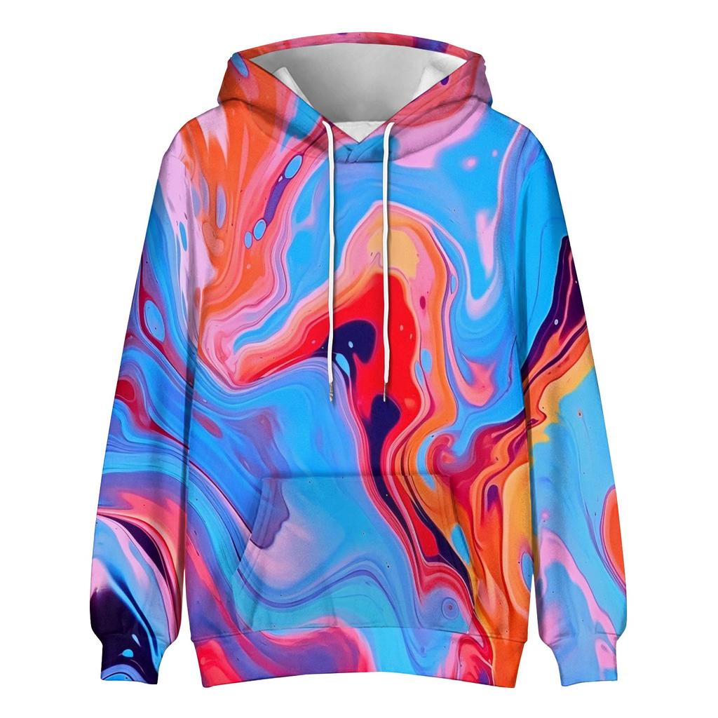 Men'S Loose Fashion Retro Printed Hooded Sweatshirt Casual Fashion Sports Sweatshirt