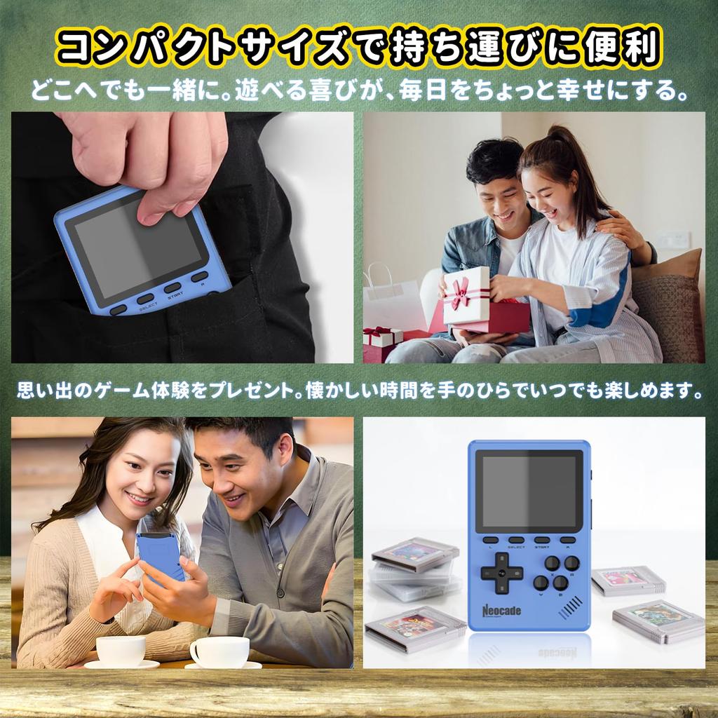 NEOCADE Портативная игровая консоль для GBA Pocket Ретро-игра Картридж GBA Piko Лицензированные ретро-игры IPS 320x240 Компактный Подарок Синий - Консоль, Совместимый,