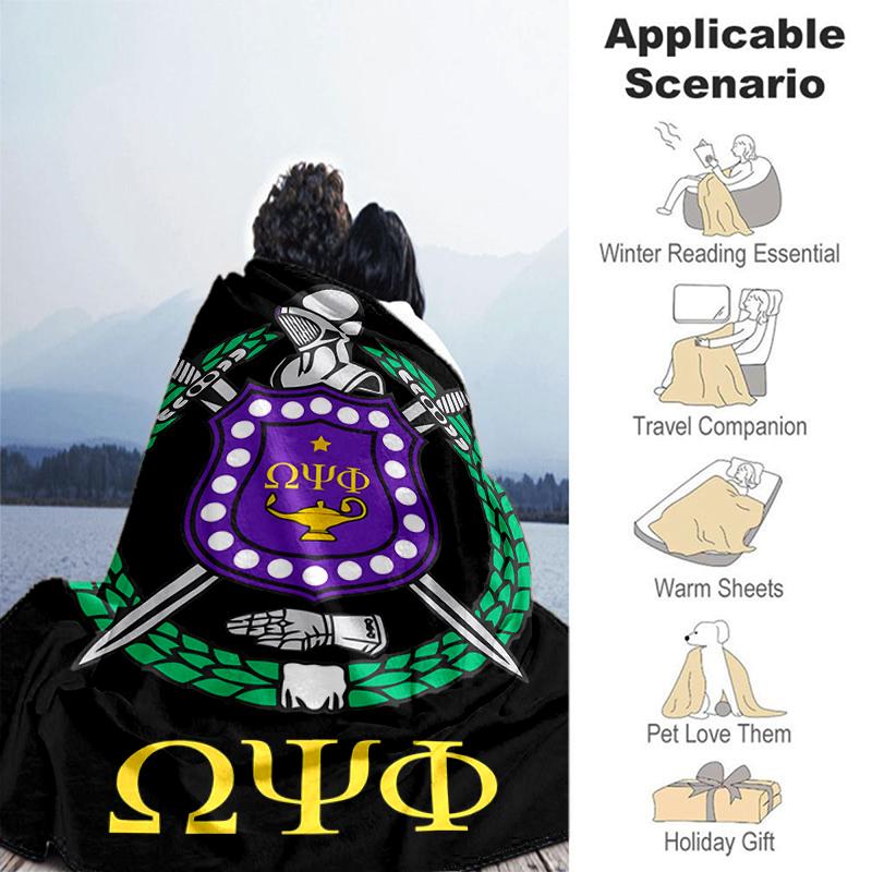 1pc Blanket Omega Psi Phi Print Design, Lightweight Blanket for Sofa, Bed- Soft &Warm, Gift for All Seasons like Christmas, Halloween