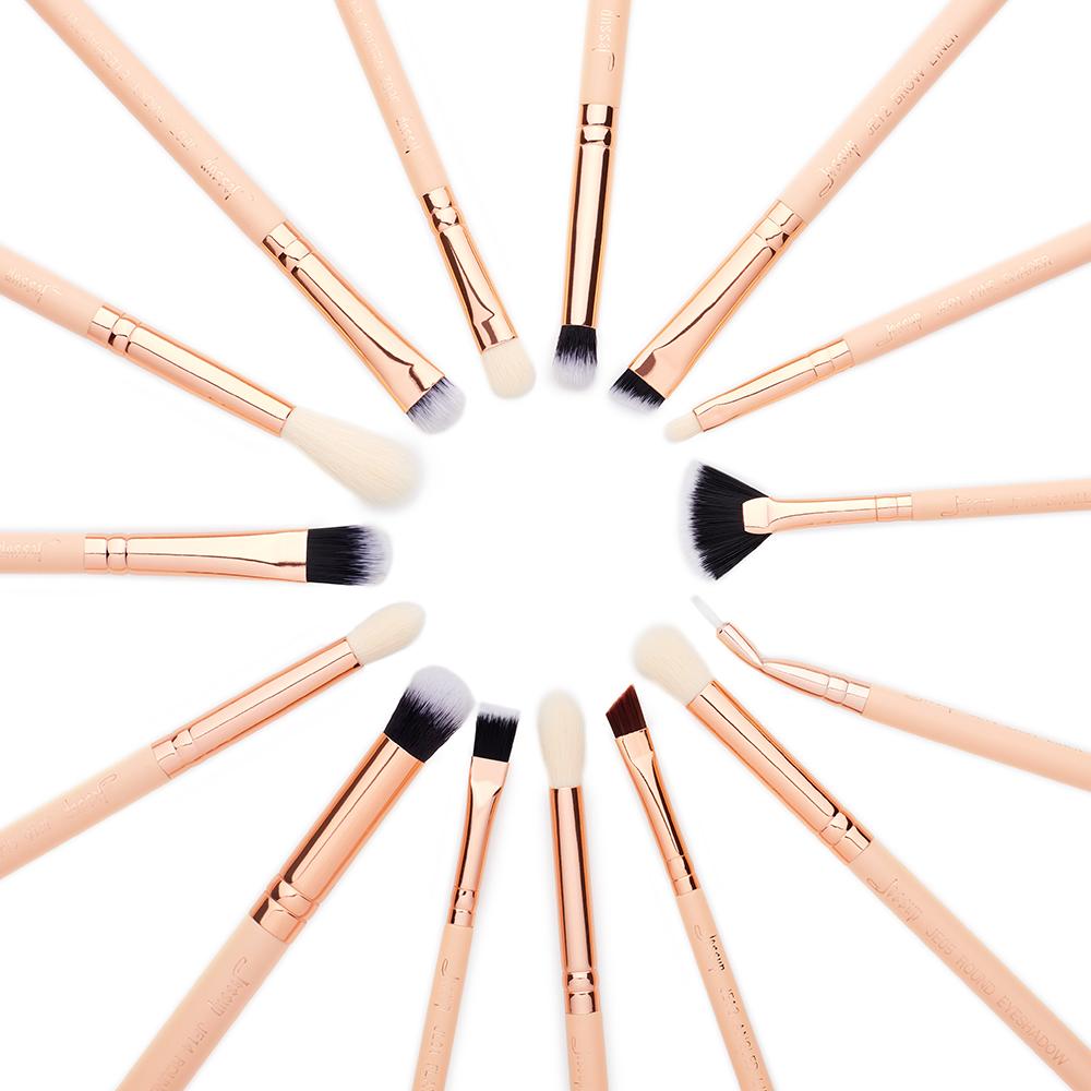 Набор профессиональных кистей для макияжа, 15 шт (Peach Puff/Rose Gold)