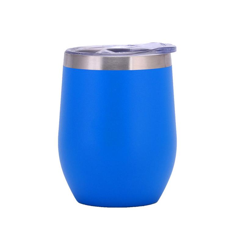 Custom 12oz Stainless Steel Double Layer Eggshell Insulated Vacuum Thermos Coffee Cup Outdoor Mini Egg Shaped Cup Mug with Lid