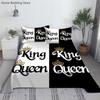 Black White Queen King Bed Sheet 2/3pcs Set Digital Print For Adult Polyester Bed Flat Sheet With Pillowcase Bedding Bed Linen