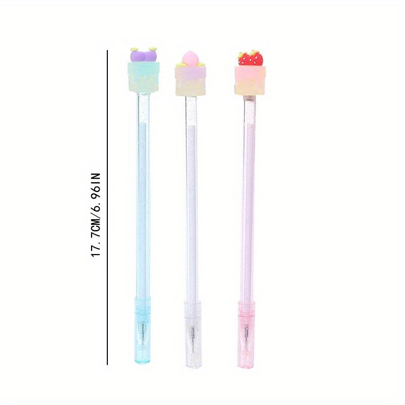 Back To School Season 10pcs 0.5mm Cute Fruit Cake Shape Gel Pen Creative Black Water Pen Gold Powder Transparent Rod Office Signature Pen