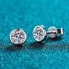 D Color 0.3-1ct 100% Real Moissanite Stud Earrings for Women Bubble Round Sparkling 925 Sterling Silver Earring White Gold Color