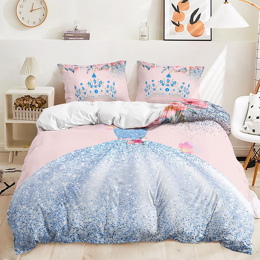 Набор стеганого одеяла и постельного белья из трех предметов с платьем принцессы балерины для детской комнаты