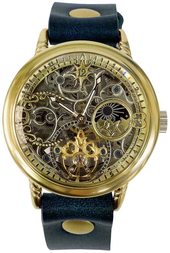 Moola Watch Rebic Механический с ручным заводом Сделано в Японии Скелетон Унисекс RER-26B Мужские Женские (Размер M, темно-синий)