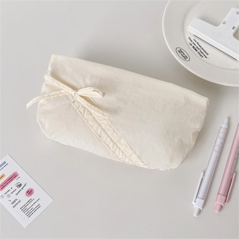 Косметичка из плотного хлопка, стеганая с бантом, коробка для ручек из перцовой одежды