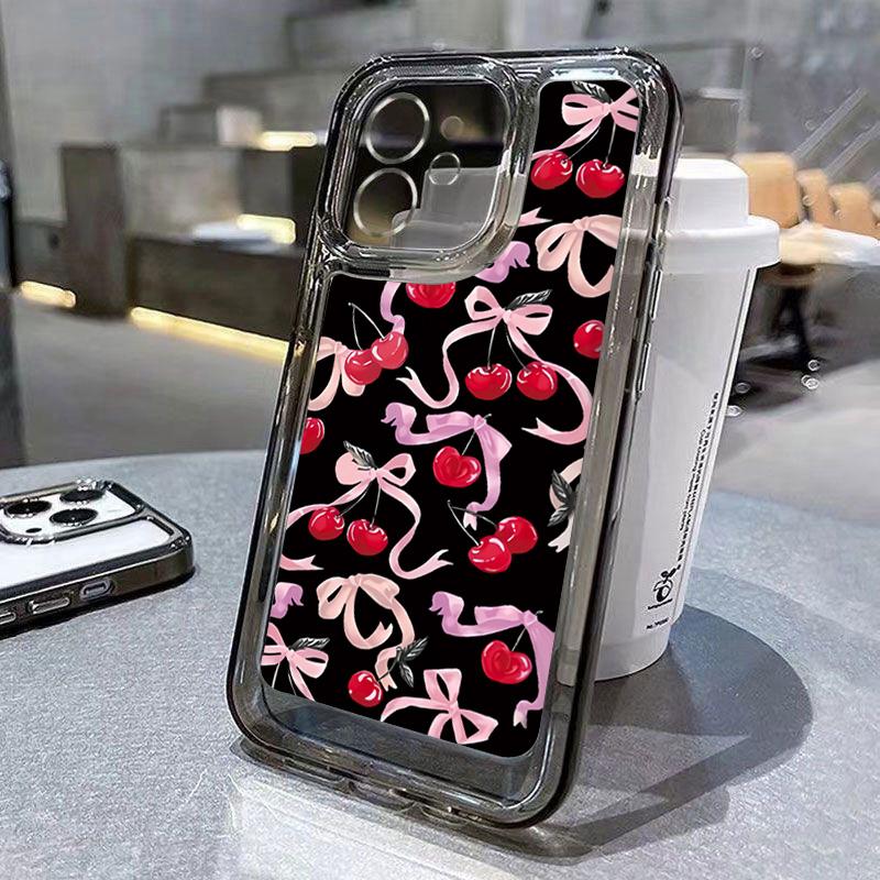 Чехол на весь экран Красная вишня для IPhone 16 15 14 13 12 11 Pro Max X XR XS 7 8 Plus SE Для IPhone 16 15 14 Plus Чехол Funda