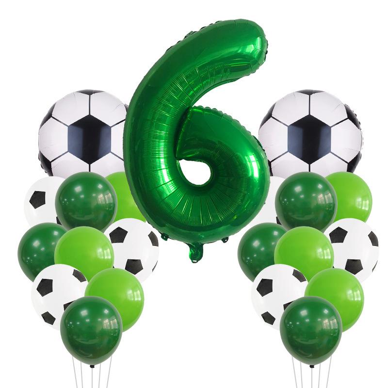 Green Yin Football Series Latex Balloon Digital Aluminum Film Set Baby Birthday Party Decoration Scene Arrangement