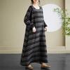 Vintage Long Sleeve Plus Size Casual Long Dress Plunging Sleeve