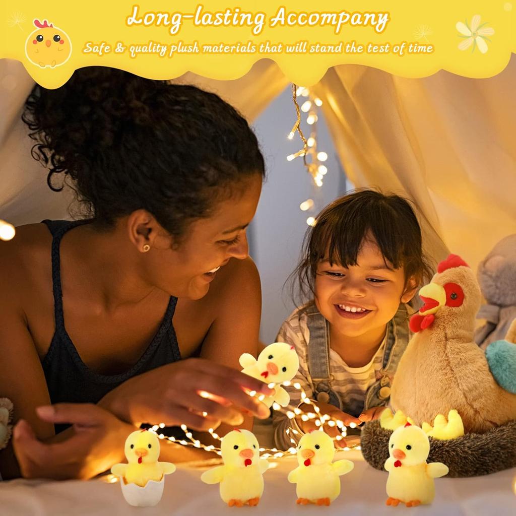 Skylety Плюшевая игрушка Курица, Несущая яйца, с животом на молнии, Курятник и цыплята, для Рождественских украшений, Наполнители