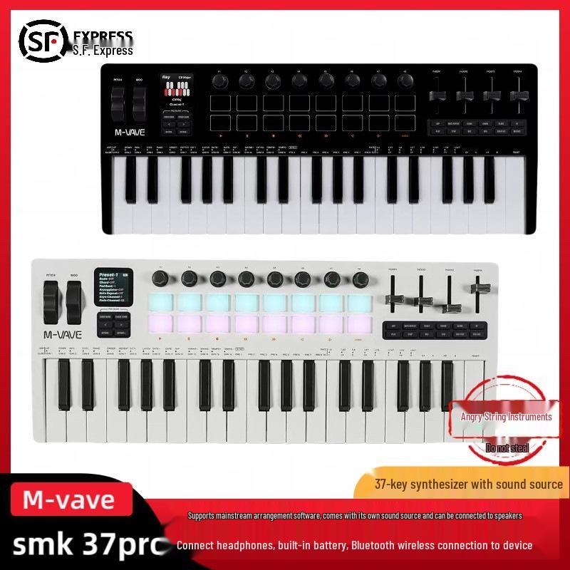 M-VAVE SMK-37 Pro 37-клавишный MIDI-клавиатурный контроллер со звуковым источником, пэдом для аранжировки и фейдером