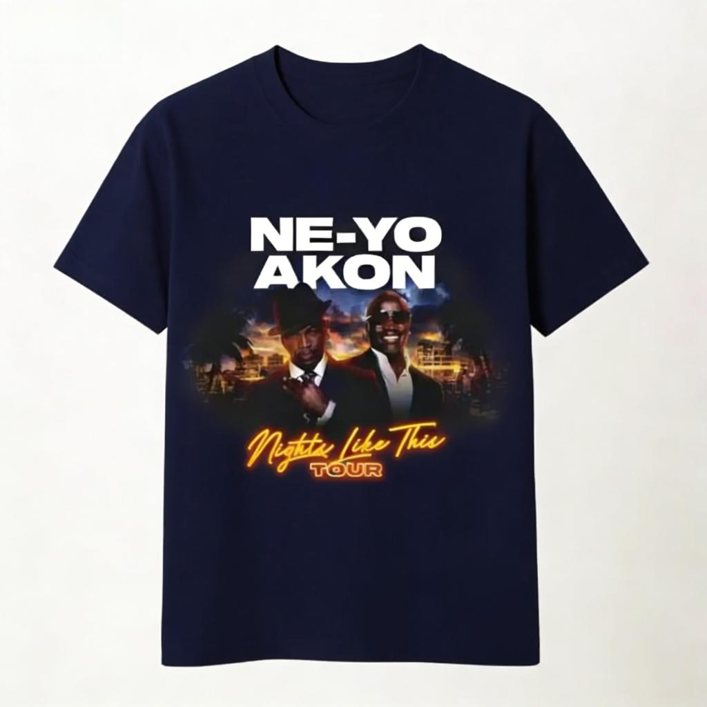 Ne Yo Akon Night Like This Tour T Shirt Fashion Casual Top for Everyday Wear Hip Hop Streetwear Unisexs Clothing 2026 Summer New