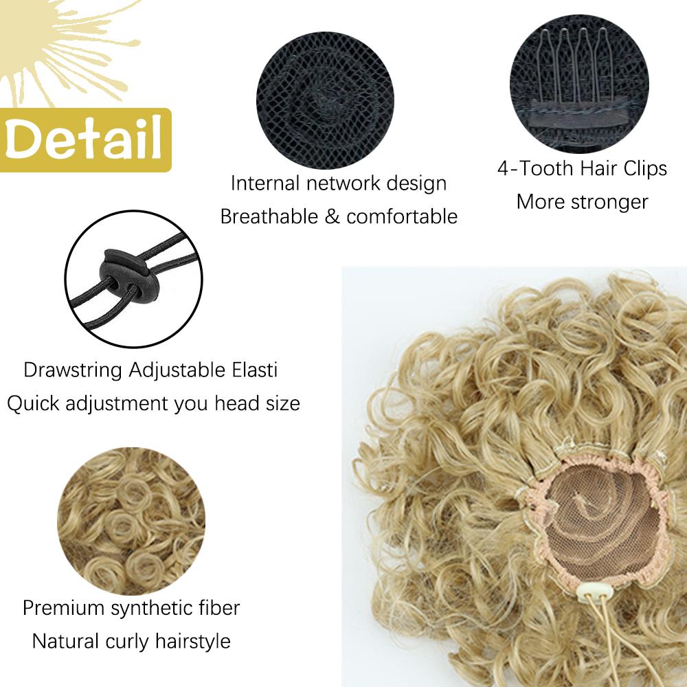 LISI HAIR Грязные пучки волос Кусок парика Эластичный шнурок Свободный большой вьющийся пучок 60 г Синтетический короткий светлый хвост Наращивание хвоста Для женщин Вечеринка Повседневные