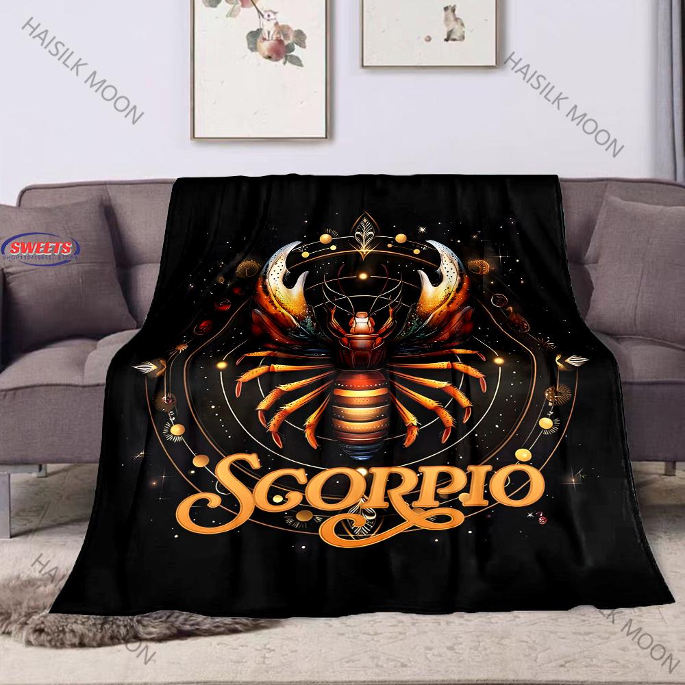 Zodiac Theme Scorpio Pattern Printed Blanket, Blanket for Kids and Adult All Seasons, Blanket for Home Couch Sofa Bed Decor,Gift