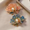 Elegant Peony Studded  Brooches For Women Girls Delicate Pink Blue Flower Pearl Brooch Pins Party Jewelry Gifts