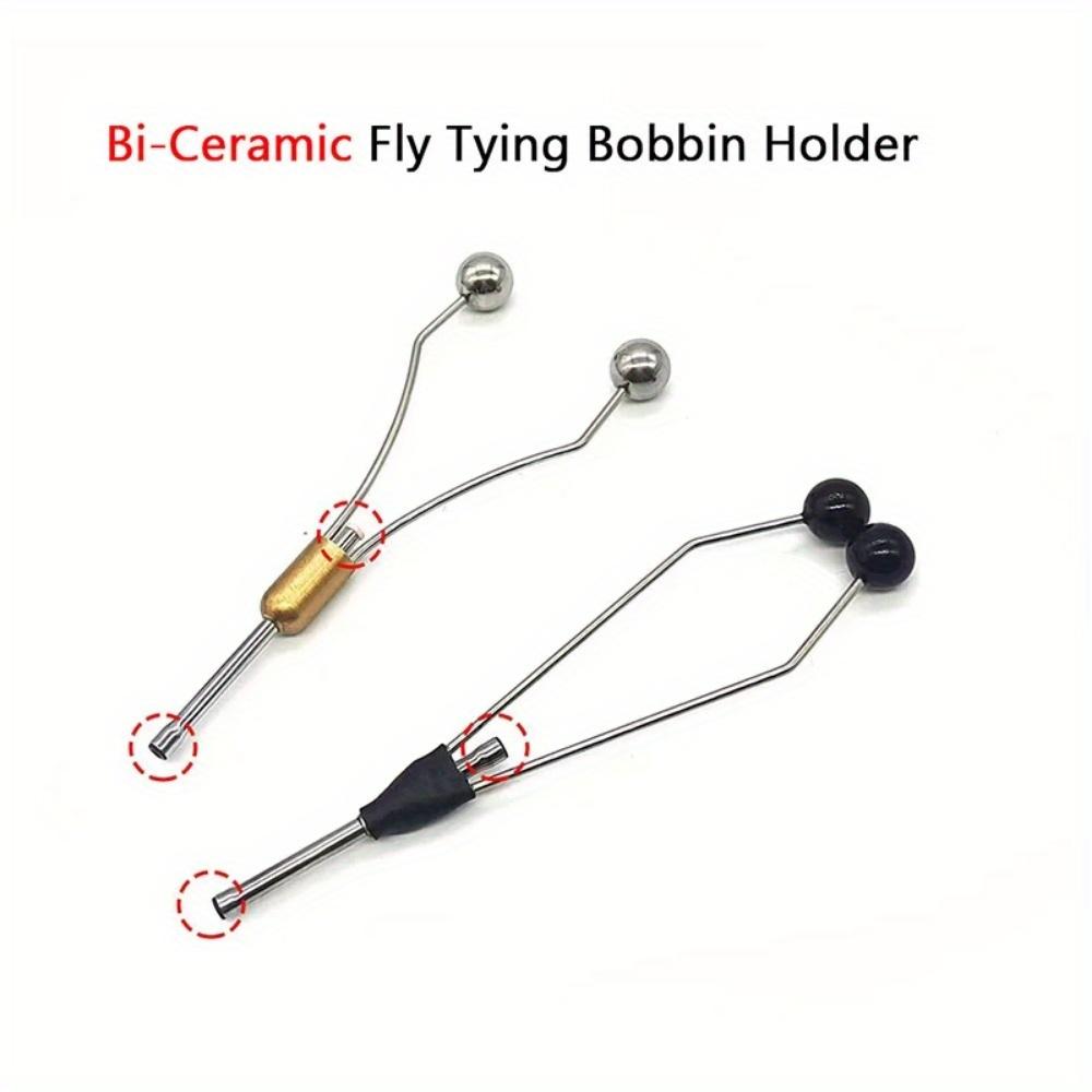 1pc Bi-Ceramic Tip Bobbin Holder, Heavy Bullet Head Flies Lure Tying Thread Holder Tool, Fishing Hook Jig