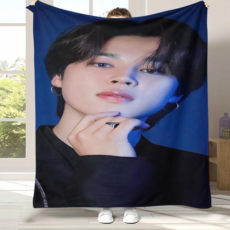 Плед фланелевый Jimin Kpop B-BTS Star, Ультрамягкий теплый плюшевый плед для дома, спальни, кровати, дивана, офиса, кемпинга, пикника, подарок