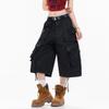 Men Women Loose Fit Cargo Shorts Cotton Wide Leg Streetwear Utility