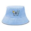 Butterfly Flag of Uruguay Print Bucket Hat , Patriotic Fisherman Hat Fashion Foldable Polyester Basin Cap