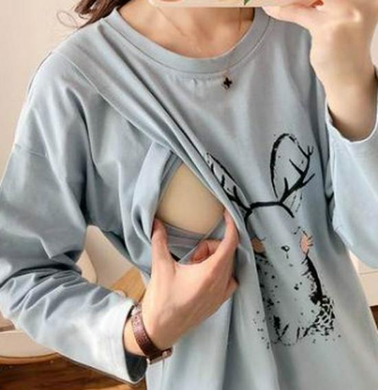 Топ для кормящих с длинным рукавом для беременных - Стильная весенне-осенняя одежда для мам в послеродовой период и кормящих грудью