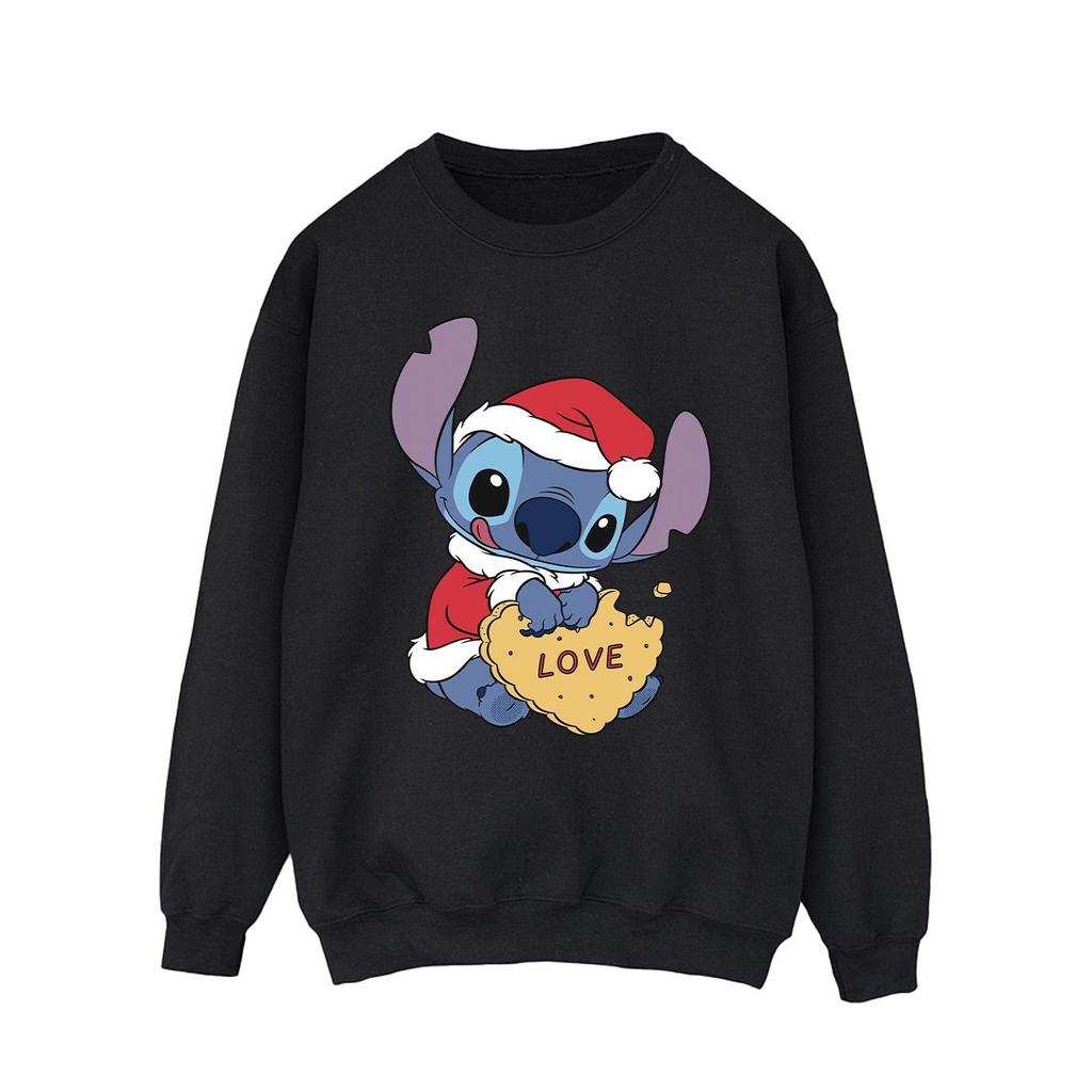 Disney Mens Lilo And Stitch Christmas Love Biscuit Sweatshirt