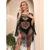 1 Pcs Swimsuit Coverup for Women Sexy Sheer Mesh Boho Design Tassels Beach Bikini Swimsuit Cover Up Dress