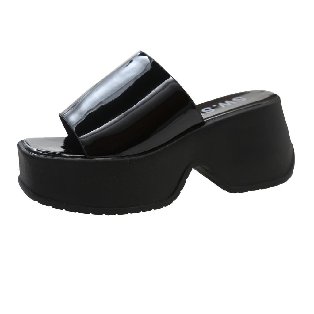 Модные женские тапочки 2025 Лето Новые сандалии на толстой подошве Квадратный носок Открытый носок Массивные тапочки для женщин Тапочки-мюли Шлепанцы