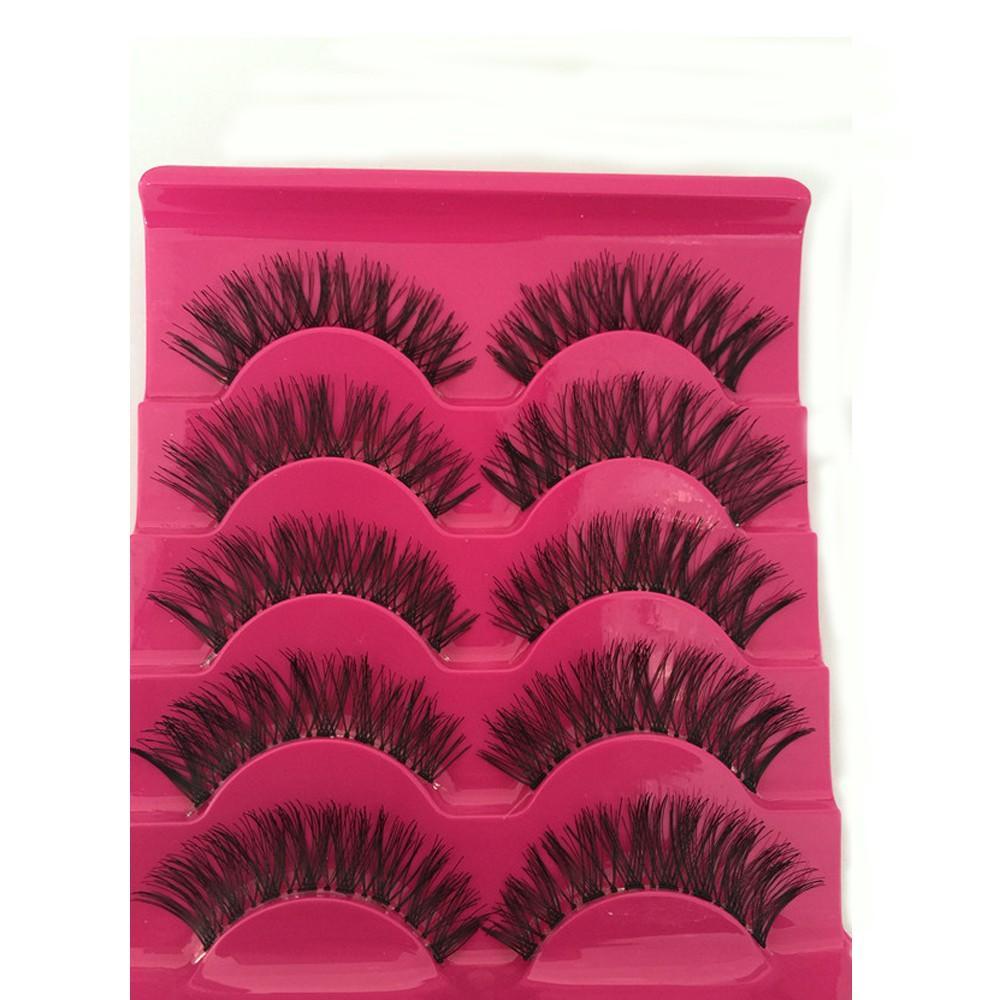 5 Pairs Beauty Cosmetic Soft Natural Thick False Fake Eyelashes Black Eye Lashes Extension Handmade