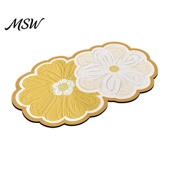 Modern Floral Bath Rug Double Flower Mat, Super Absorbent Diatomaceous Earth Rug, Non-Slip Mat Quick Dry Floor for Home Entrance Bathroom Shower Soft
