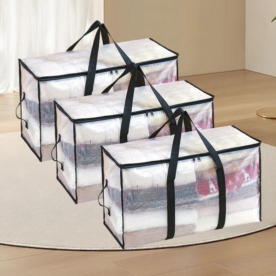 Large Quilt Storage Bag Clear Storage Bin With Lid Reinforced Handles Waterproof