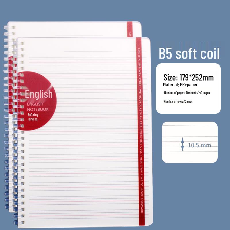 Сверхтолстый блокнот B5 в горизонтальную клетку на пружине – Размер A5, Удобный для руки дизайн