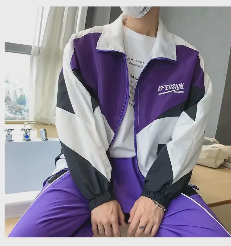 Ветровка в стиле ретро-корейского улджанга в стиле Харадзюку с цветными блоками