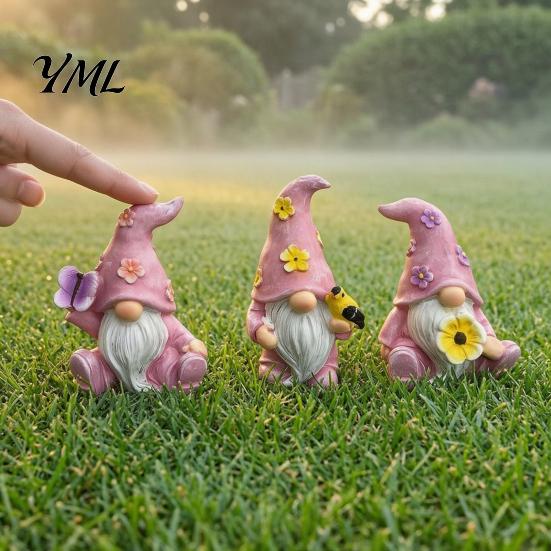 Decorative Desktop Accents for Home Halloween Gnome Resin Statue, Spring Butterfly Bird Flower Indoor Outdoor Garden Ornaments Figurine Patio,