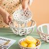 Керамическая круглая корзина для фруктов, имитация ротанга, поднос для хранения закусок и хлеба, выдолбленный, дренаж, украшение для гостиной