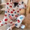 Cartoon Cute Patterned Long Sleeved Pajamas Set Female Spring Sleepwear Comfortable Cotton Round Neck Pajamas