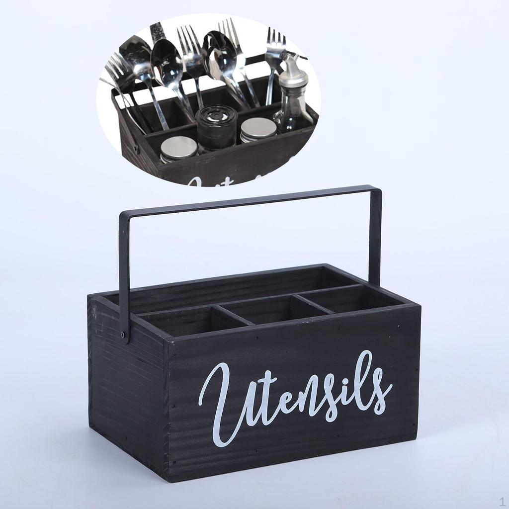 Настольный держатель для кухонной утвари с отделениями для вилок и ложек