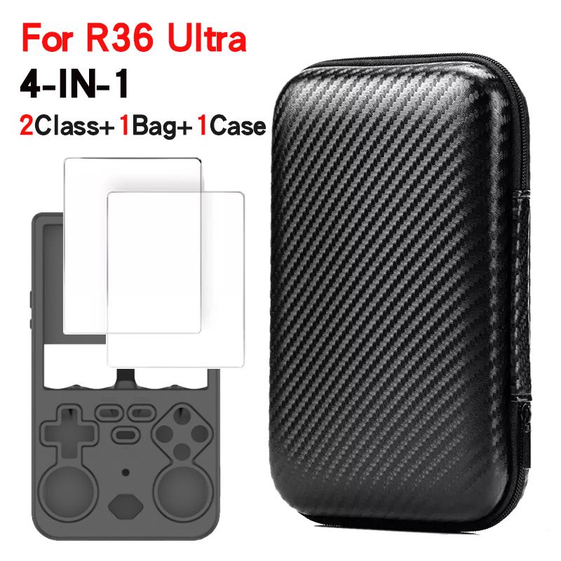 For R36 Ultra game console storage bag EVA hard shell anti pressure waterproof bag anti scratch screen protector silicone case