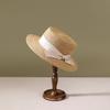 Casual hat women's summer casual versatile flat edge sun hat woven sunscreen retro French top hat