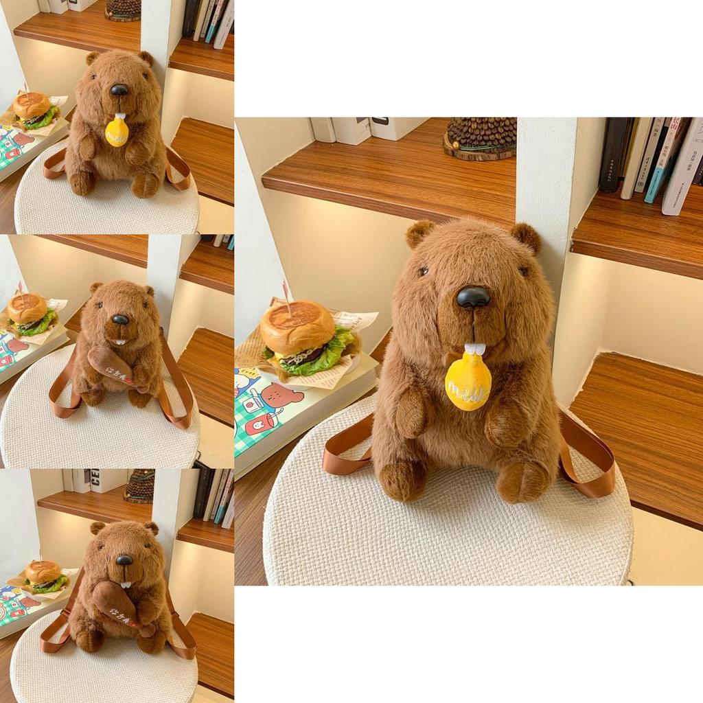 Marmota Plush Backpack With Zipper Closure For Kids And Teens Daily Use
