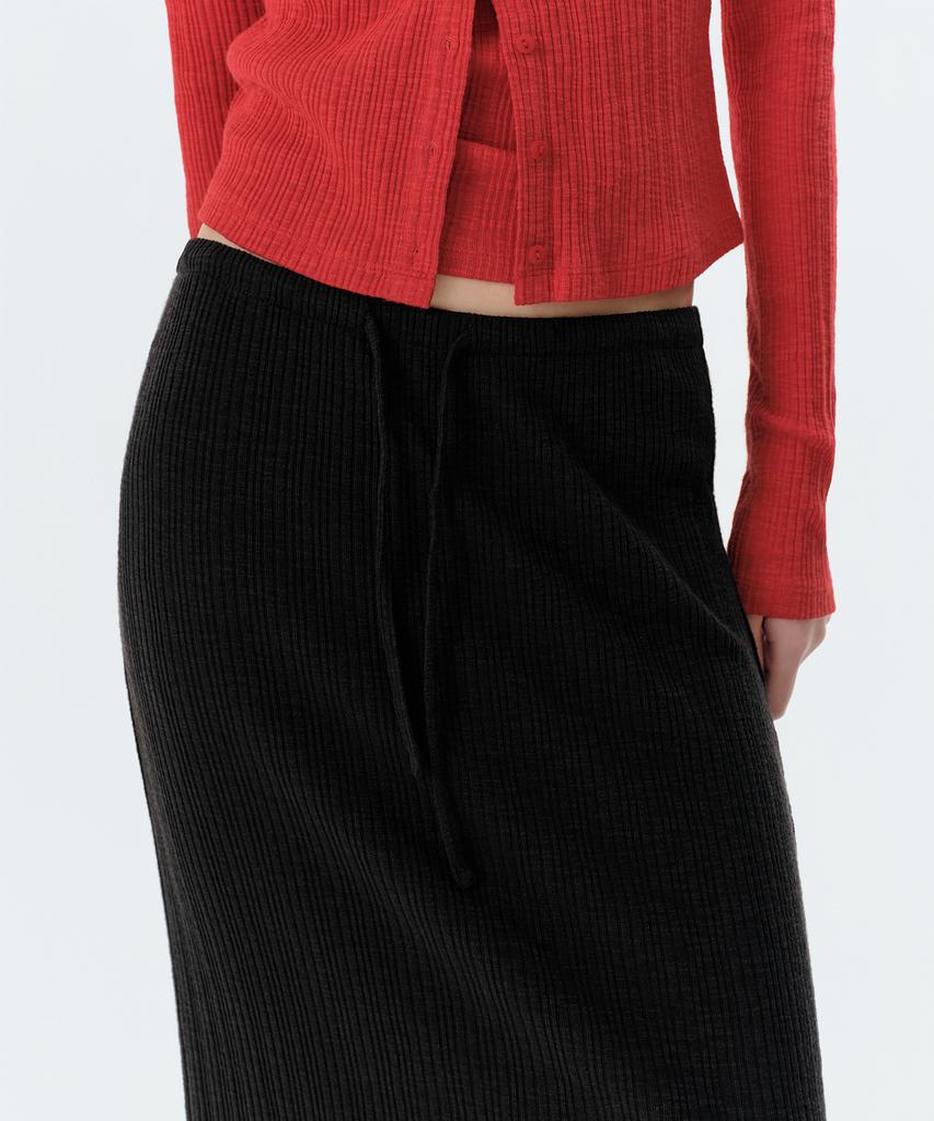 Musinsa Standard Woman Women'S Slub Ribbed Maxi Skirt [Black]